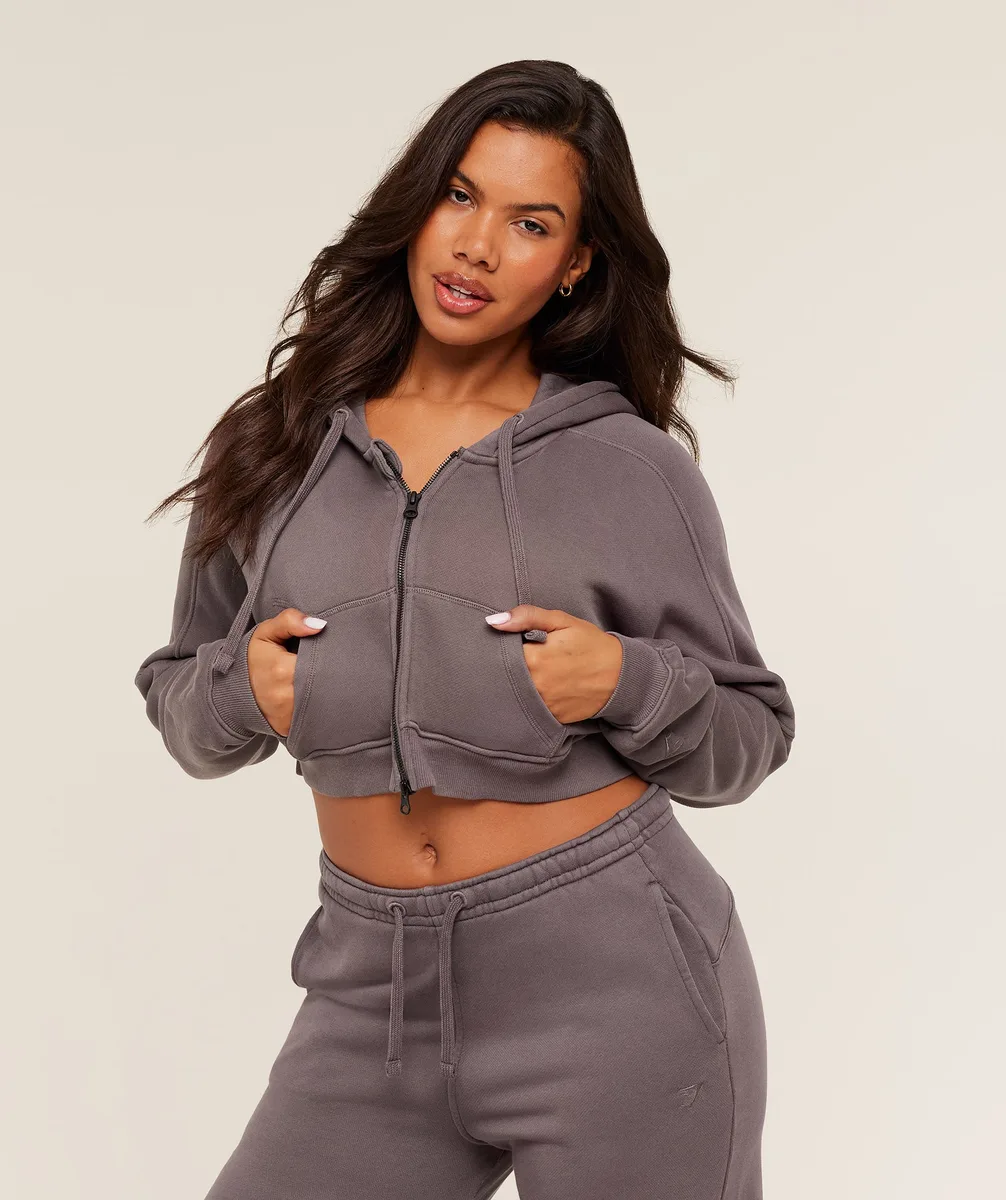 Gymshark Pump Zip Through Hoodie - Cool Brown/Wash