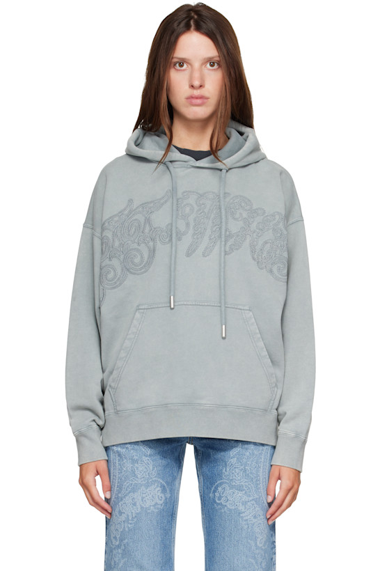 Gray Embroidered Big Paisley Skate Hoodie