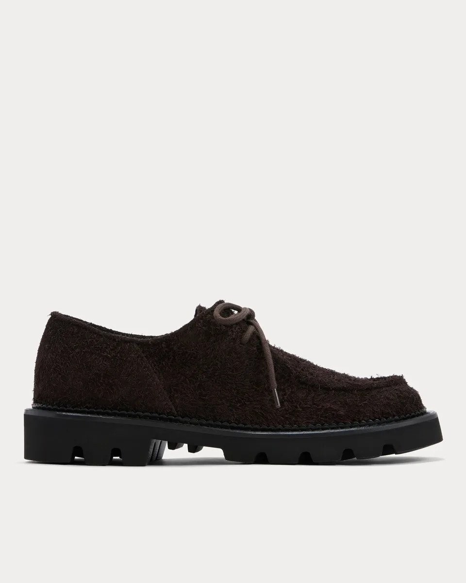Collegium x Everlane Moc Toe Derby | Espresso Suede | Women's