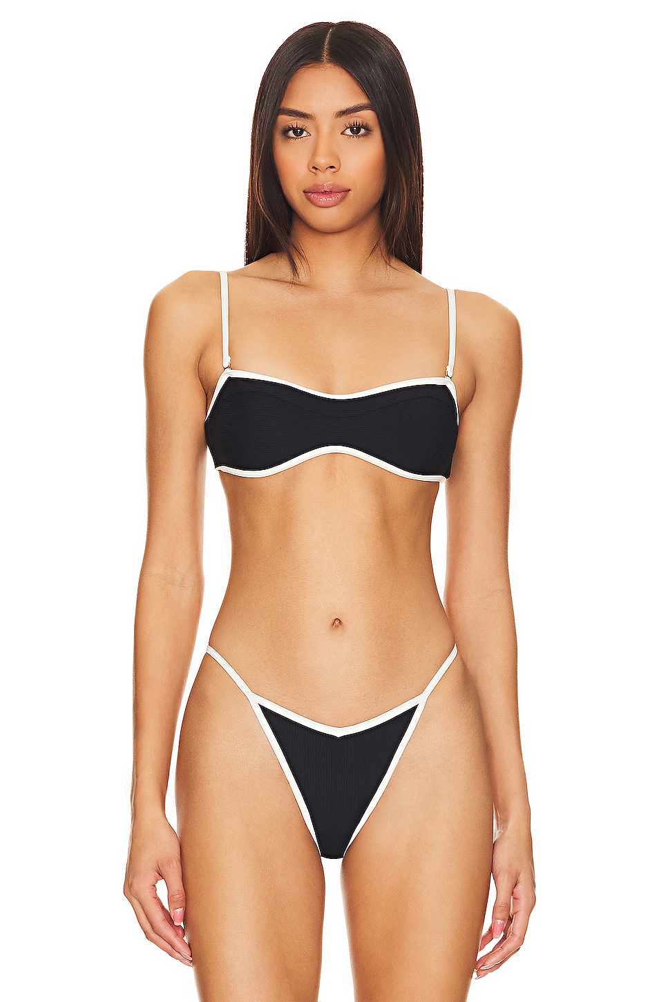 LSPACE Selena Bandeau Top in Black & Cream
