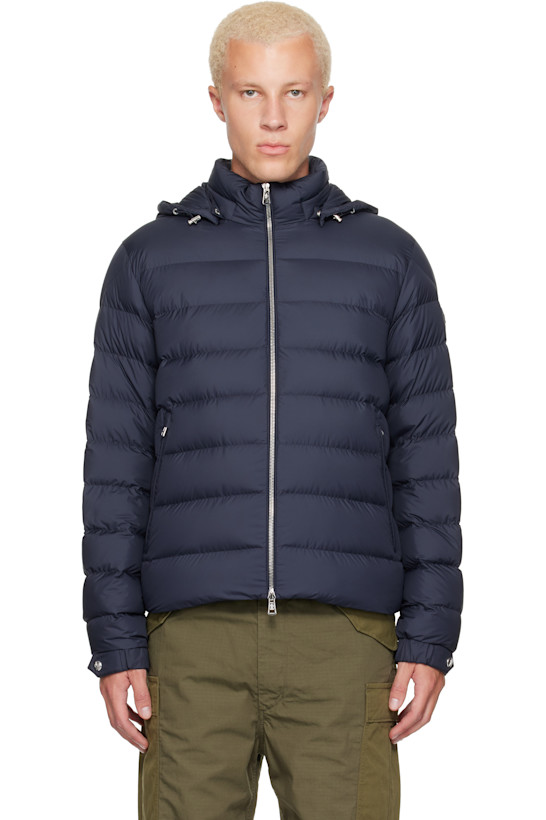 Navy Arneb Hooded Short Down Jacket
