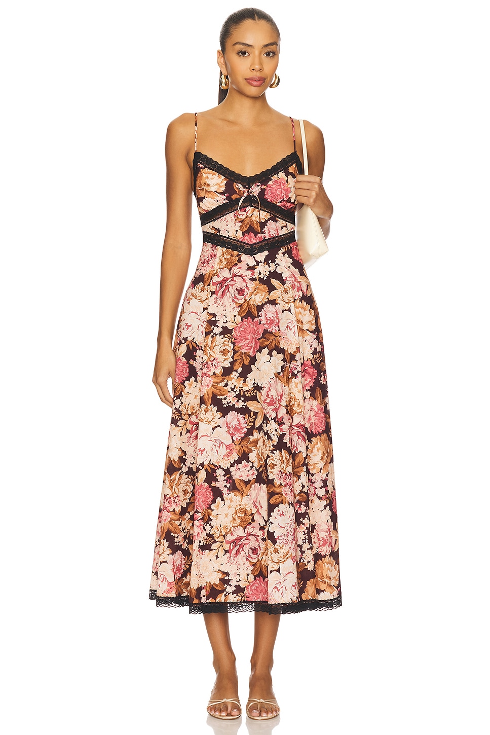 Tularosa Klara Midi Dress in Mauve Floral Multi
