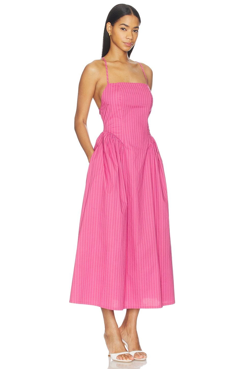 PISTOLA Sadee Open Back Dress in Magenta Stripe