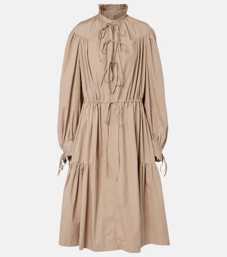 Ruffled cotton shirt dress