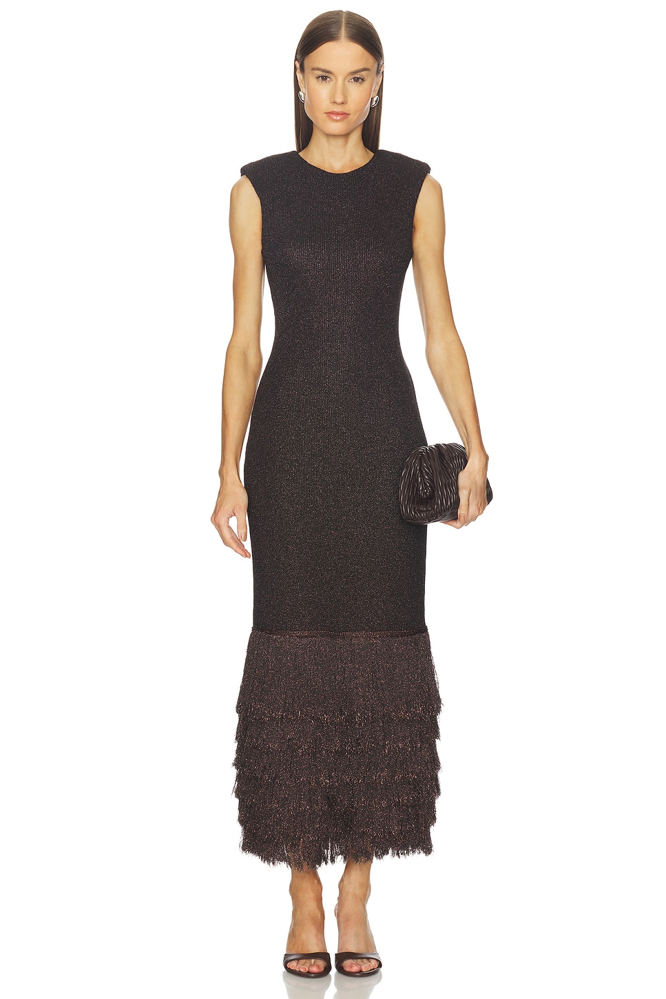 Aje Breeze Knit Midi Dress in Chocolate