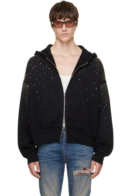 Black Crystals OS Zip Up Hoodie
