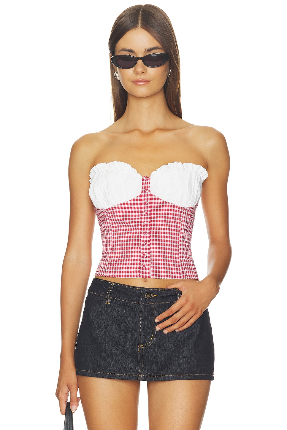 BY.DYLN Sunniva Corset Top in Cherry