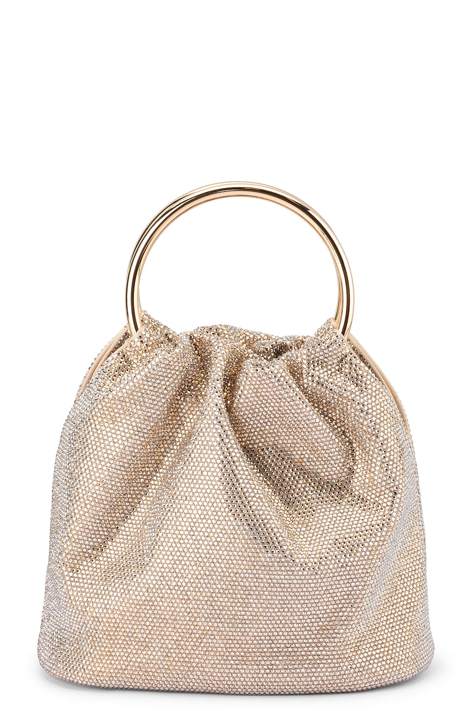 olga berg Mabel Crystal Top Handle Bag in Champagne