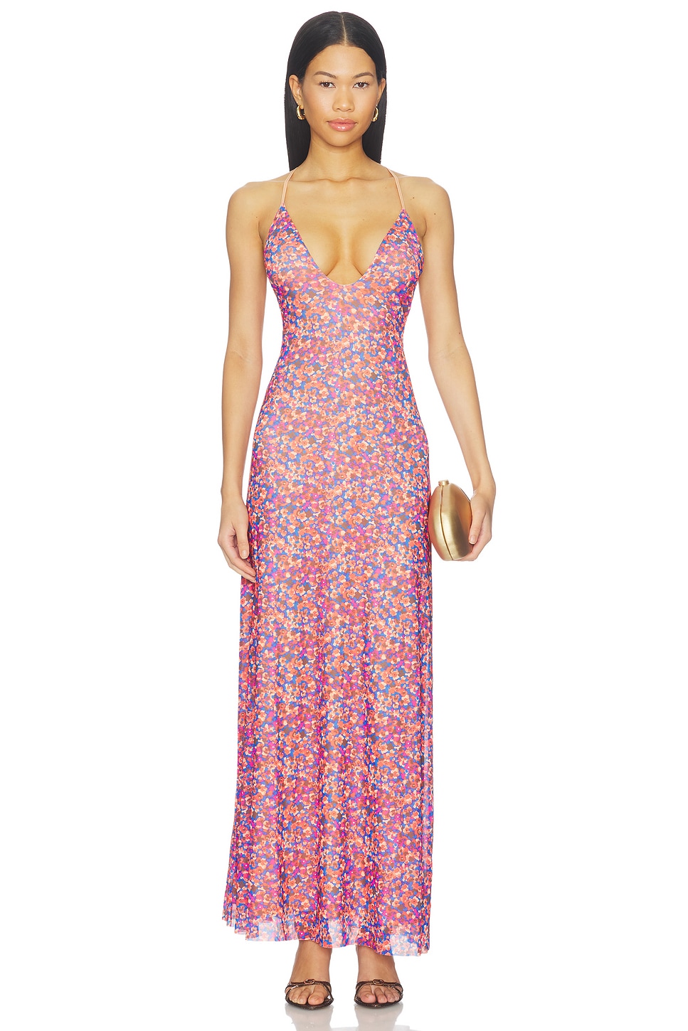 AFRM Romy Dress in Cobalt Ditsy