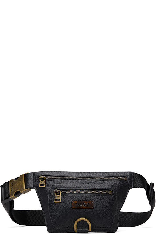 Black Grained Belt Bag