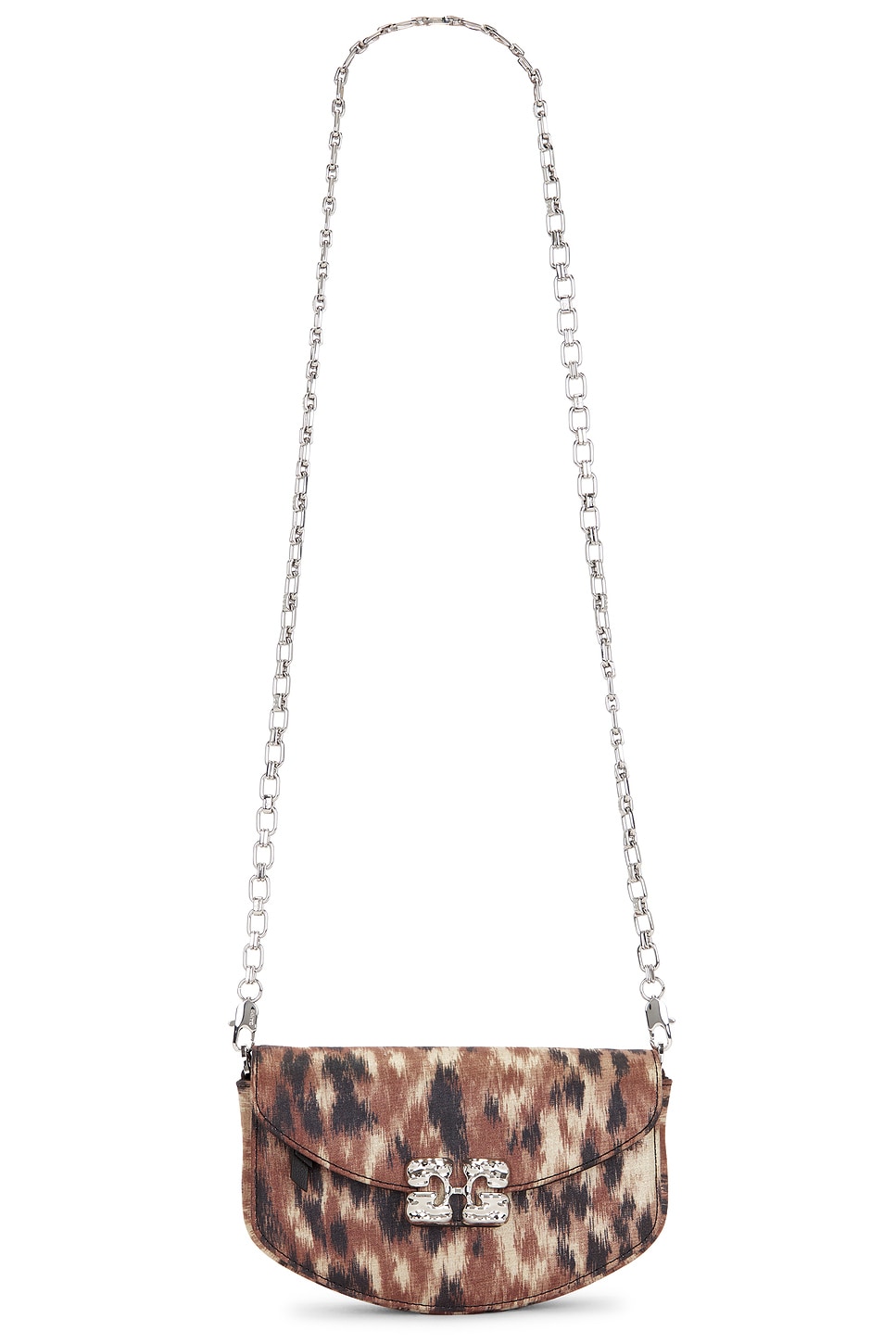Ganni Lulu Wallet On Chain Taffeta Bag in Burro
