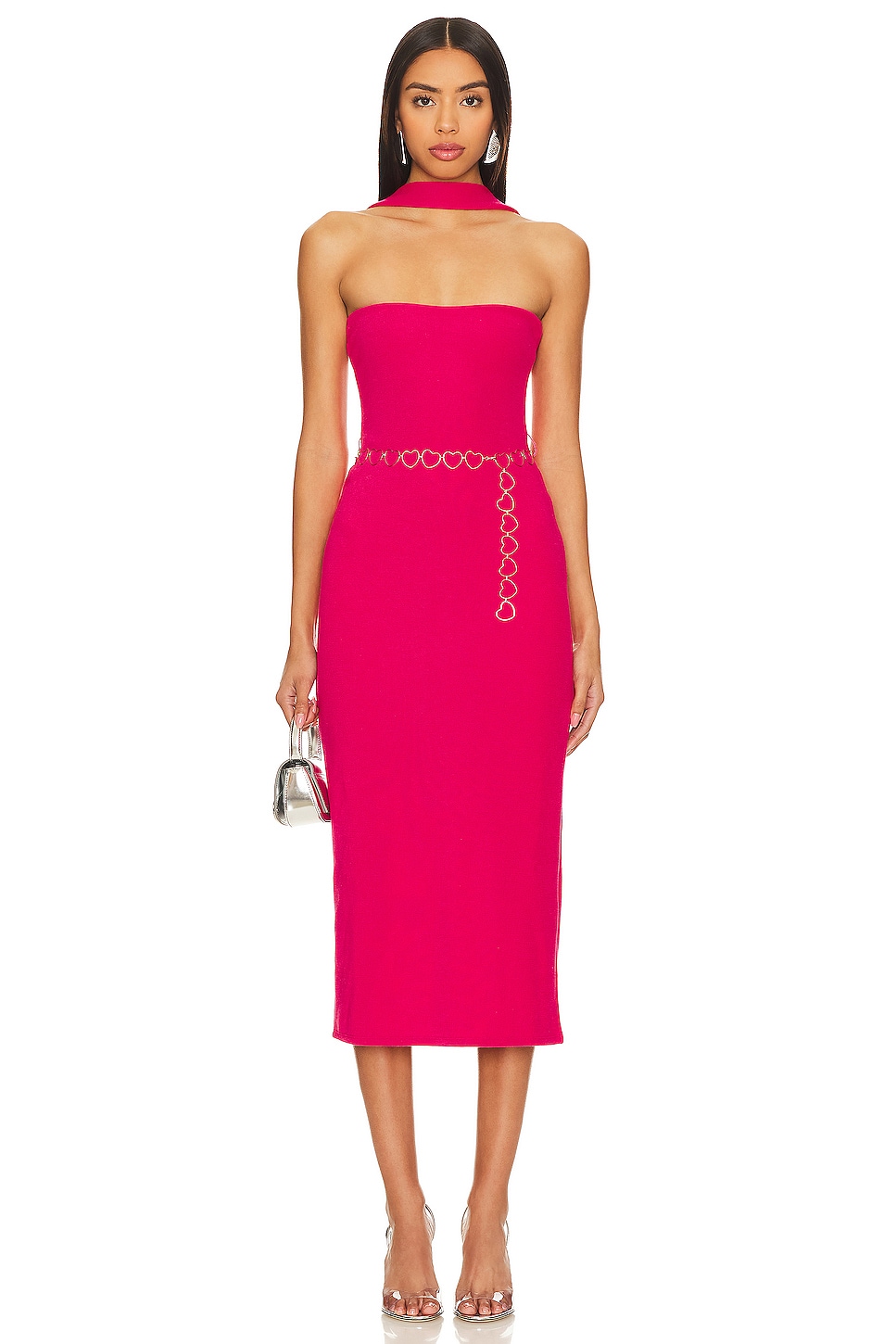 Lovers and Friends Dominique Midi Dress in Dark Pink