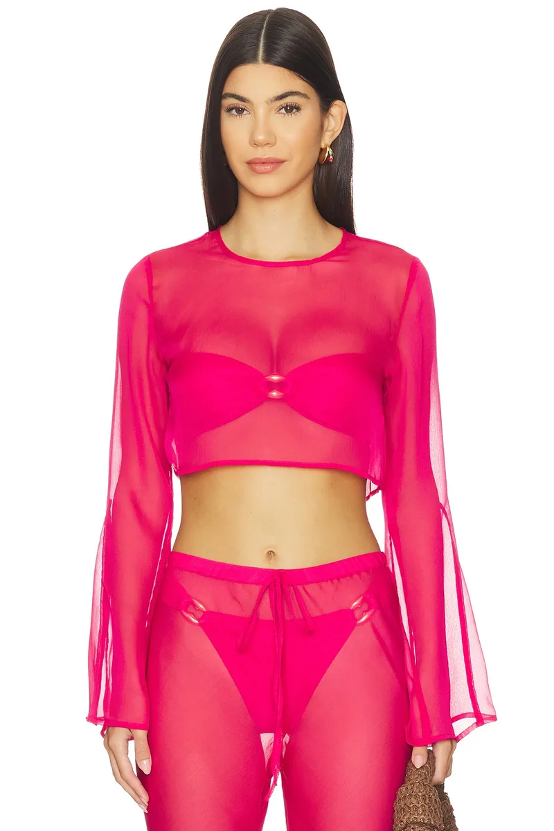 Shani Shemer Phoenix Crop Top in Fuchsia