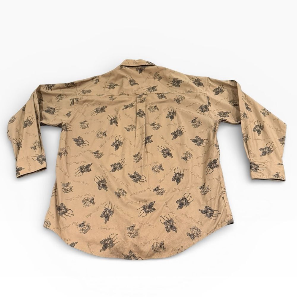 Vintage 90s Chaps Ralph Lauren Western Horse Print Button Down Shirt L - Image 2