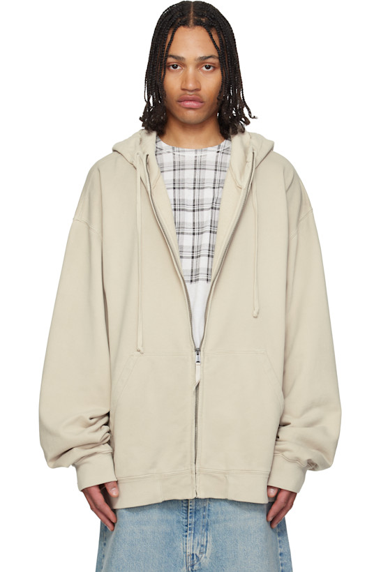 Beige Zip Hoodie