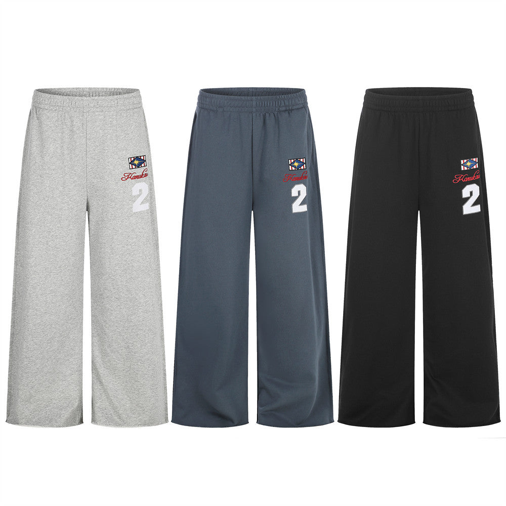 Wide-Leg Sweatpants with Embroidered Number Graphic - Image 2