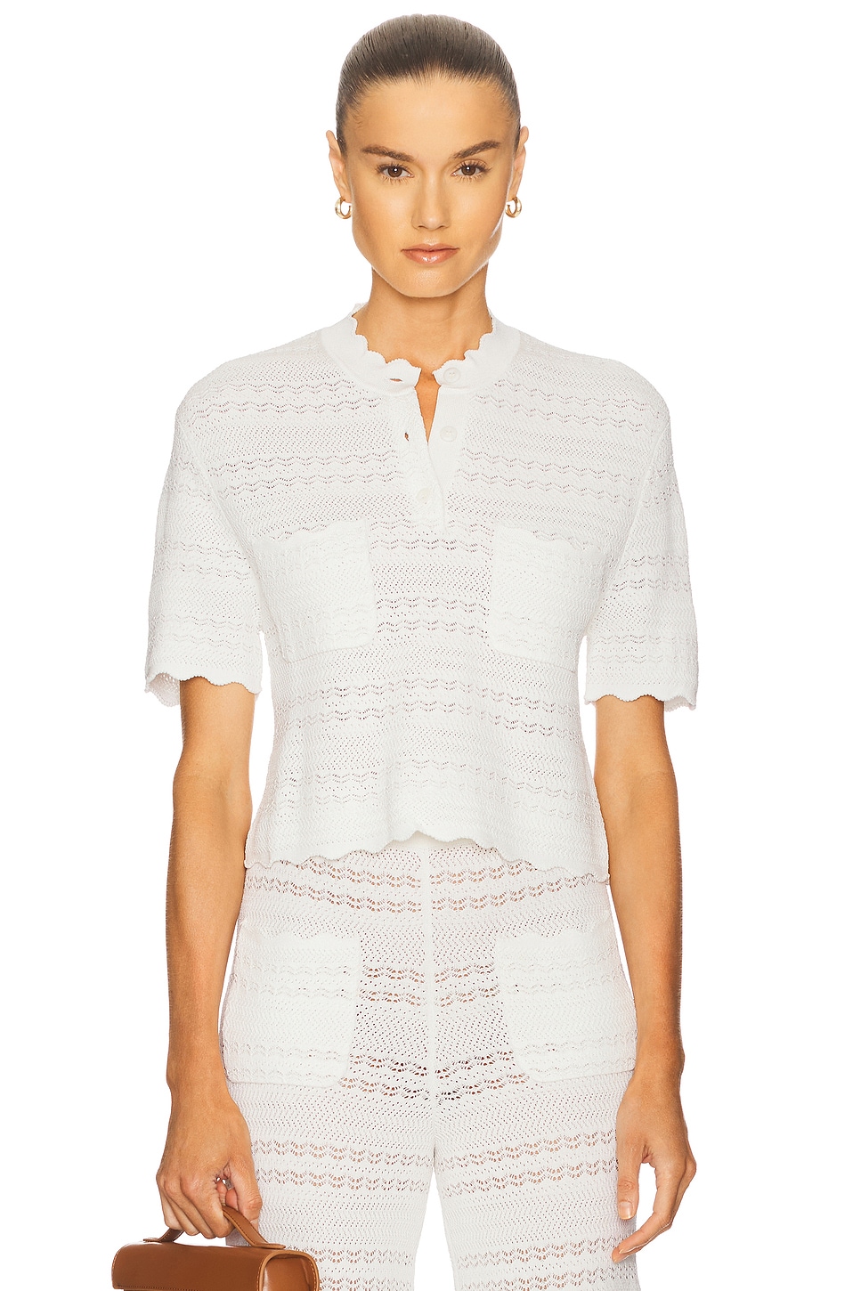 Helsa Kaitltn Scalloped Top in Ivory
