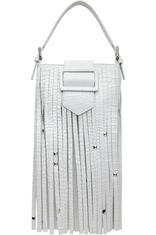 White Mini Fringe Bag