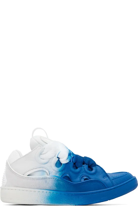Blue & Off-White Spray Curb Sneakers