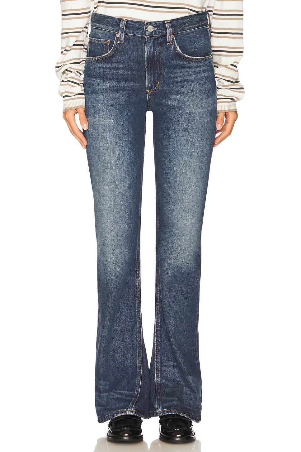 AGOLDE Mid Rise Kick Boot Jeans in Stencil