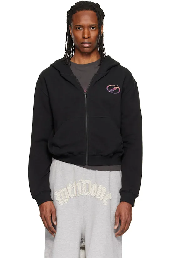Black Gradient Logo Zip-Up Hoodie