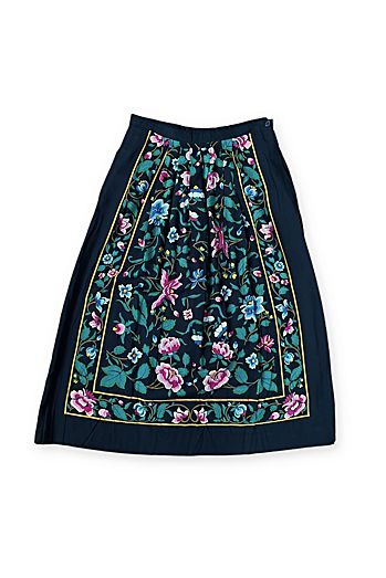 Vintage Folkloric Floral Rayon Skirt Selected by MARMALADE