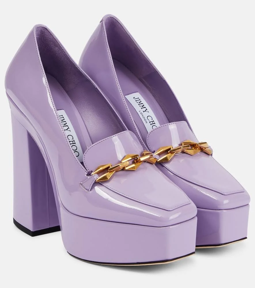 Jimmy Choo, Diamond Tilda embellished patent leather pumps, Women, Purple, US 9, Pumps