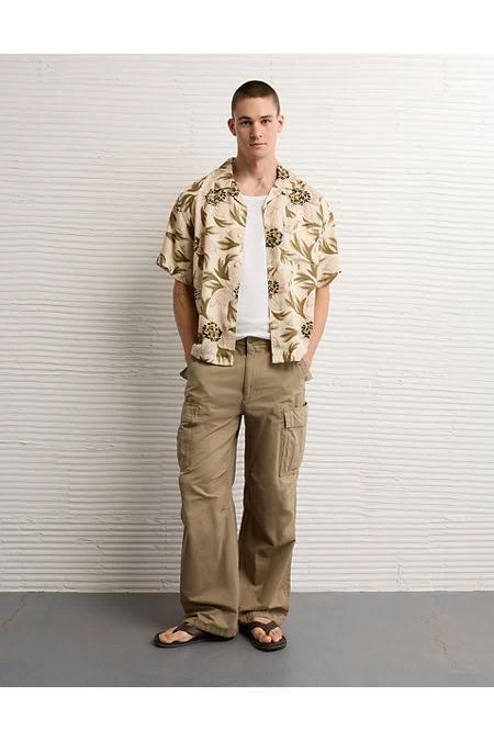 AE Men's Relaxed Fit Camp Collar Button-Up Shirt