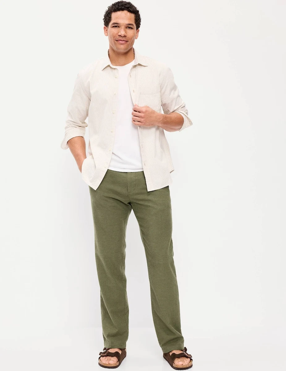 Old Navy Men's 90's Straight-Fit Linen-Blend Dress Pants