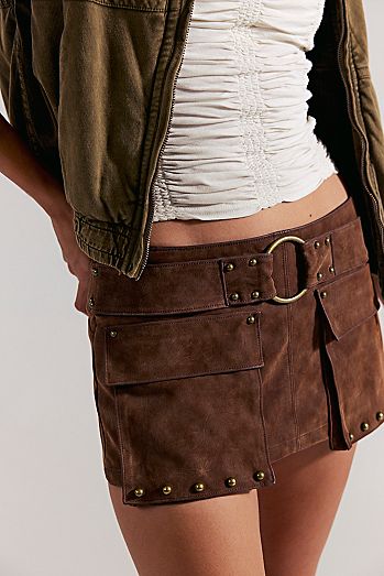 We The Free Micro Mini Suede Cargo Skort