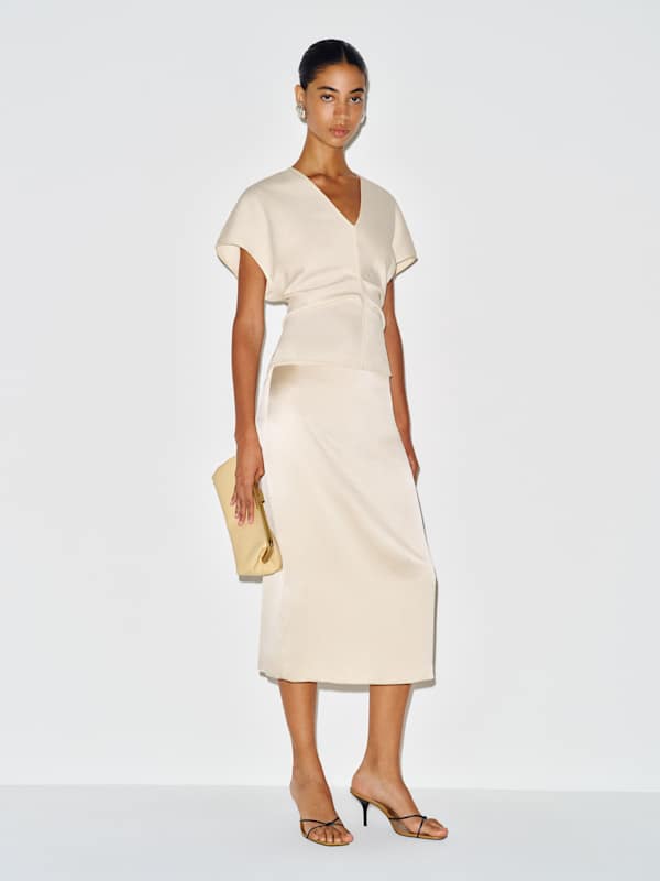 Helen Low Waist Silk Midi Skirt