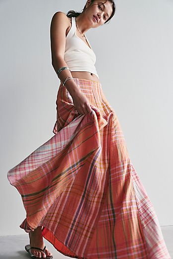 Maizie Summer Plaidwork Maxi Skirt