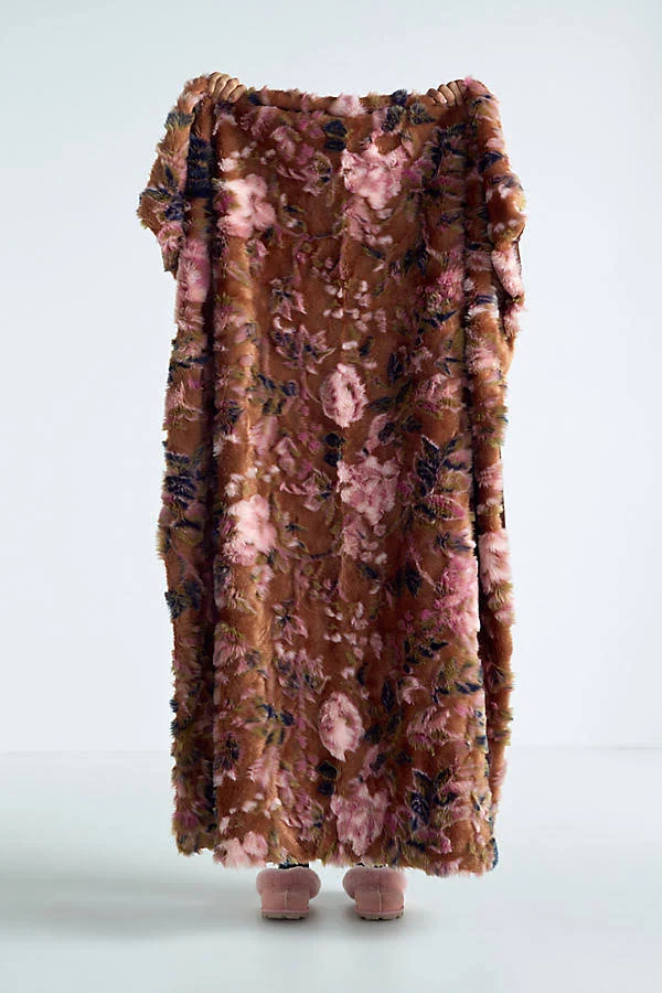 Anthropologie Seren Floral Throw Blanket