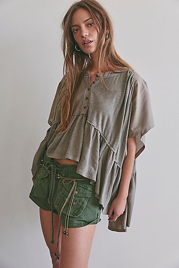 We The Free Daisy Chain Cotton-Linen Henley