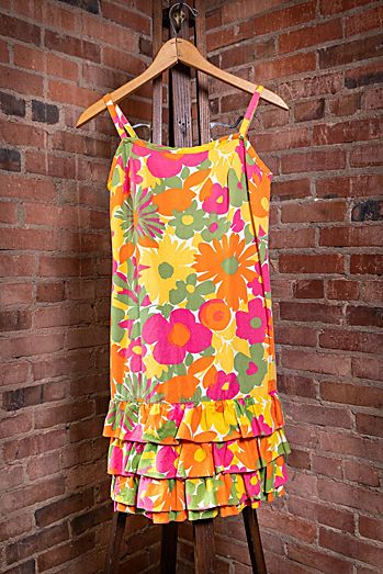 Vintage 60s Pink Yellow and Orange Daisy Dress Selected by Black Shag Vintage