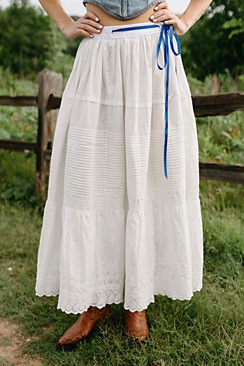 Victorian Eyelet Cotton Maxi Skirt by Lauren Owen of Texas