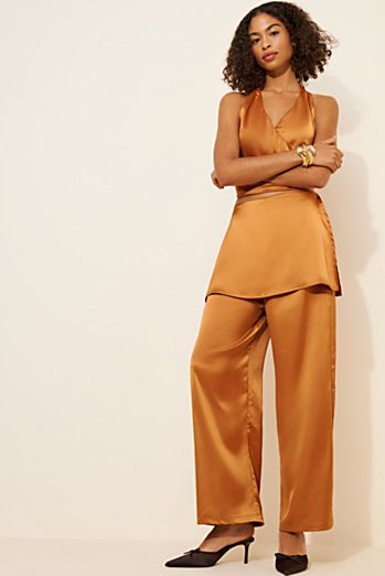 fenareta Ocher Satin Skirt Pants