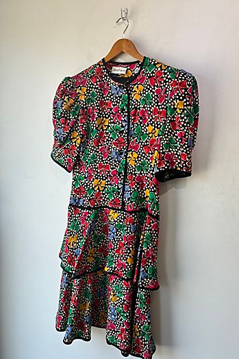 Vintage Albert Nipon Multi Color Bow Print Dress Selected by The Curatorial Dept.