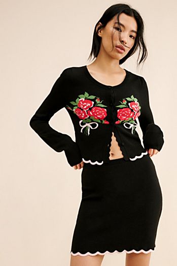 For Love & Lemons Donella Knit Mini Skirt