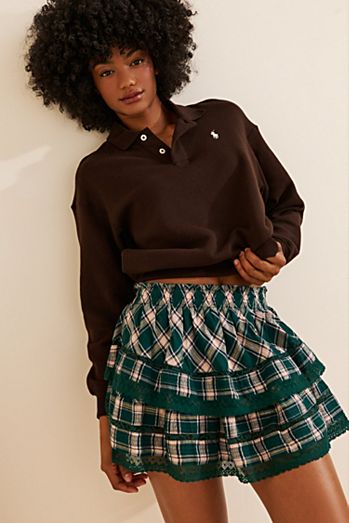 LoveShackFancy Ruffle Plaid Mini Skirt