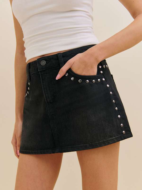 Hazel Low Rise Denim Mini Skirt