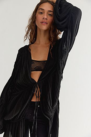 Juliet Sheer Tie-Front Duster Top
