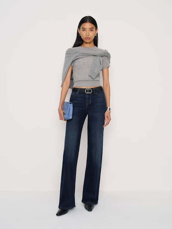 Greta Super Stretch Low Rise Wide Leg Jeans