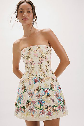 La Fuori Solar Petal Embroidered Mini Dress