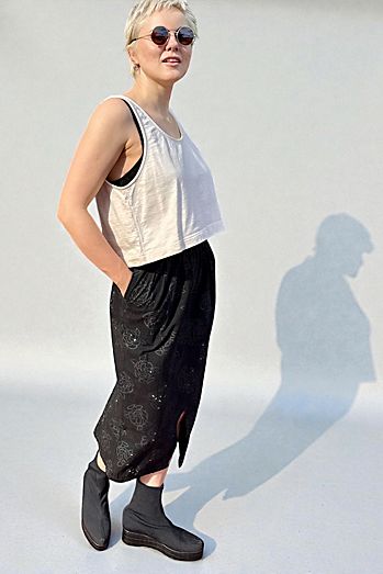 1980s Benetton Cotton Eyelet Pencil Midi Skirt Selected by Personal Choice