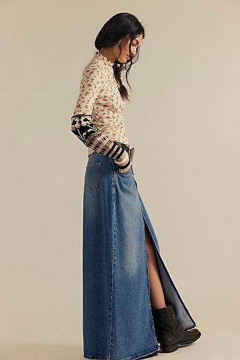 We The Free Come As You Are Denim Maxi Skirt