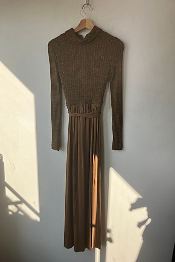 RODRIGUES c.1970's Bronze Metallic Cocktail Evening Gown Selected by The Curatorial Dept.