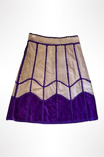 1990s Patchwork Suede Crochet Skirt Selected By Ritual Vintage