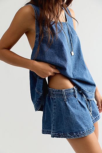 Down In The Valley Denim Short Set