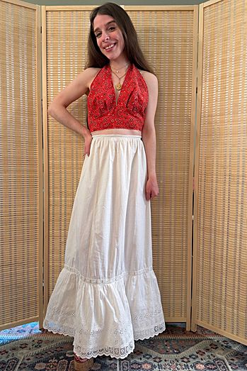 Antique White Cotton Eyelet Maxi Skirt Selected by Two Vintage Twins